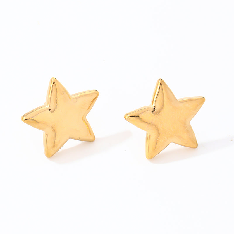 1 Pair Ig Style Simple Style Pentagram Polishing Plating Titanium Steel Gold Plated Silver Plated Ear Studs