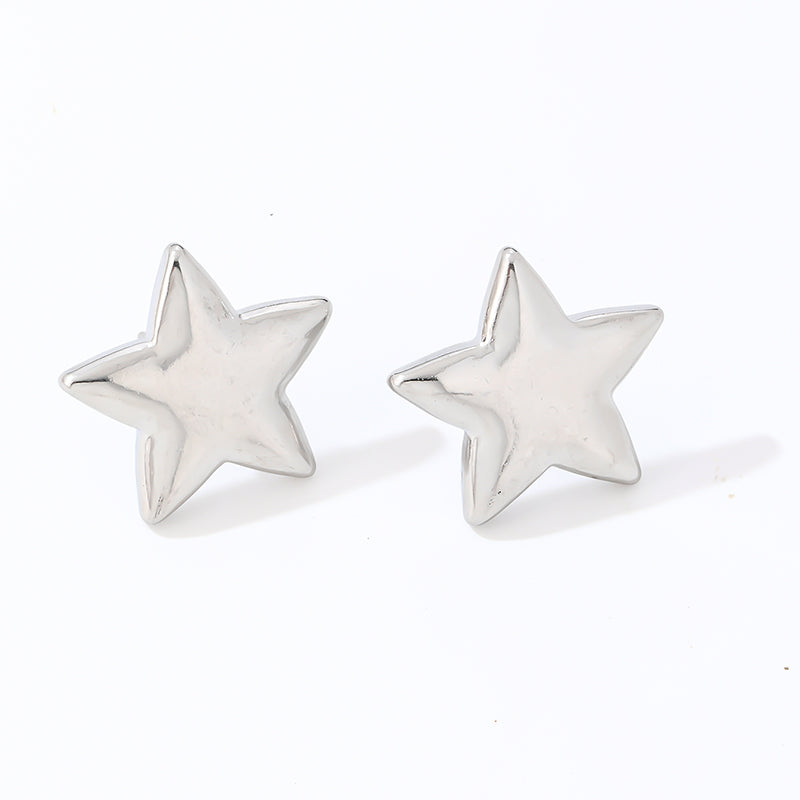 1 Pair Ig Style Simple Style Pentagram Polishing Plating Titanium Steel Gold Plated Silver Plated Ear Studs