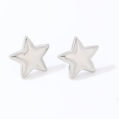 1 Pair Ig Style Simple Style Pentagram Polishing Plating Titanium Steel Gold Plated Silver Plated Ear Studs