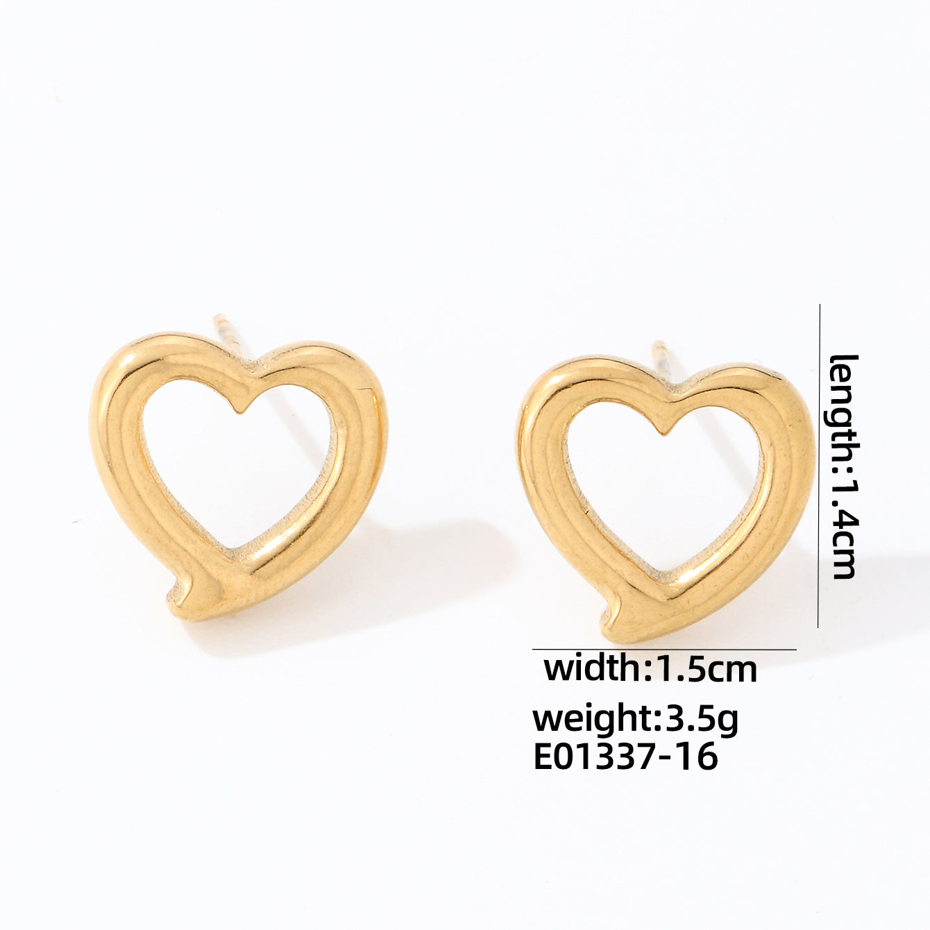 1 Pair Cute Simple Style Heart Shape Polishing Plating Stainless Steel White Gold Plated Gold Plated Ear Studs