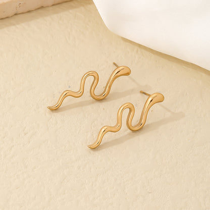 1 Pair Hip-hop Simple Style Snake Polishing Plating Titanium Steel Gold Plated Silver Plated Ear Studs