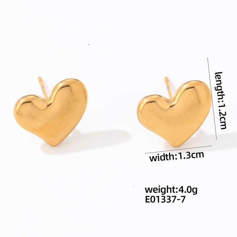 1 Pair Cute Simple Style Heart Shape Polishing Plating Stainless Steel White Gold Plated Gold Plated Ear Studs