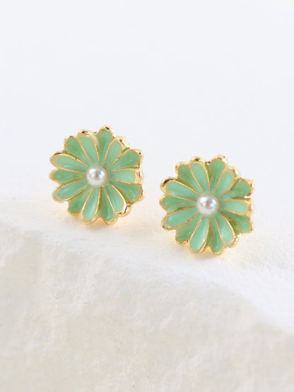 Wholesale Jewelry Simple Style Flower Butterfly Alloy Enamel Stoving Varnish Drop Earrings Ear Studs