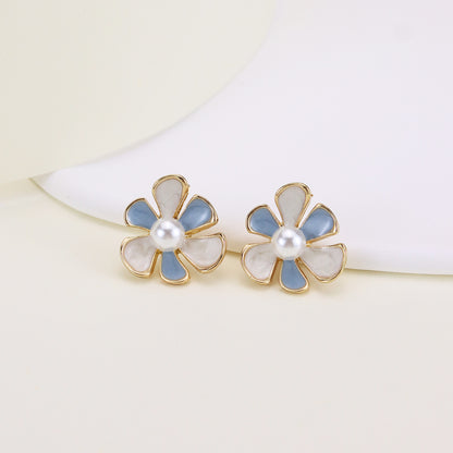 Wholesale Jewelry Simple Style Flower Butterfly Alloy Enamel Stoving Varnish Drop Earrings Ear Studs