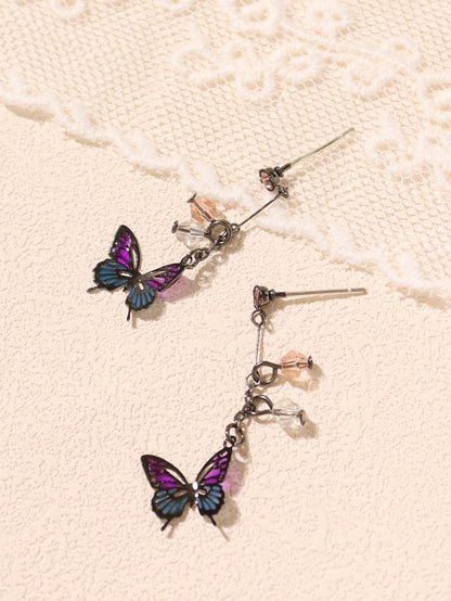 Wholesale Jewelry Simple Style Flower Butterfly Alloy Enamel Stoving Varnish Drop Earrings Ear Studs