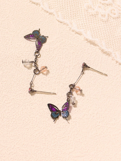 Wholesale Jewelry Simple Style Flower Butterfly Alloy Enamel Stoving Varnish Drop Earrings Ear Studs