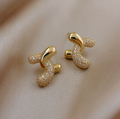 1 Pair Vintage Style Simple Style C Shape Solid Color Inlay Alloy Rhinestones Ear Studs