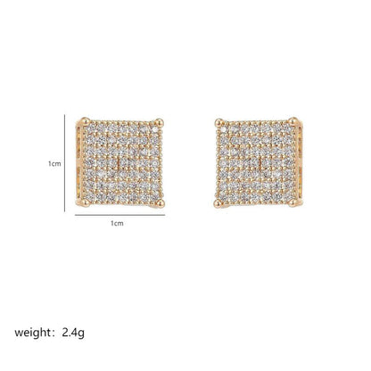 1 Pair Simple Style Shiny Square Polishing Plating Inlay Copper Zircon 18k Gold Plated Ear Studs