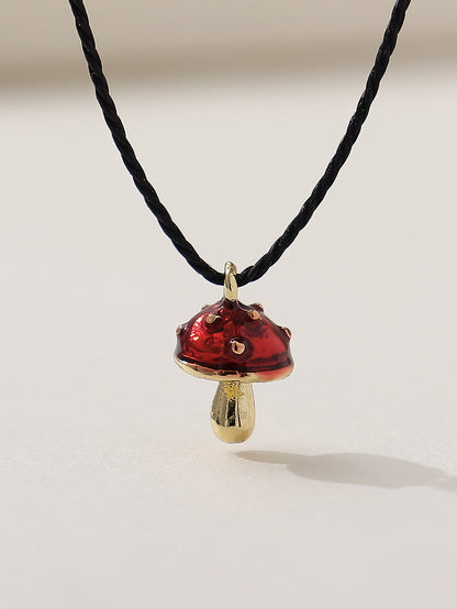 Casual Mushroom Alloy Enamel Three-dimensional Women's Pendant Necklace