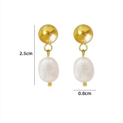 1 Pair Simple Style Classic Style Solid Color Plating Titanium Steel Gold Plated Drop Earrings