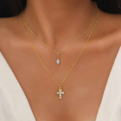 Elegant Streetwear Cross Alloy Zinc Alloy Wholesale Layered Necklaces