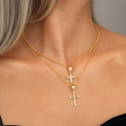 Elegant Streetwear Cross Alloy Zinc Alloy Wholesale Layered Necklaces