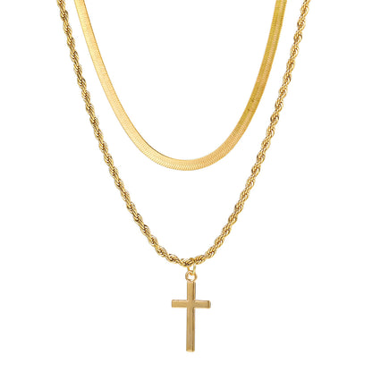 Elegant Streetwear Cross Alloy Zinc Alloy Wholesale Layered Necklaces