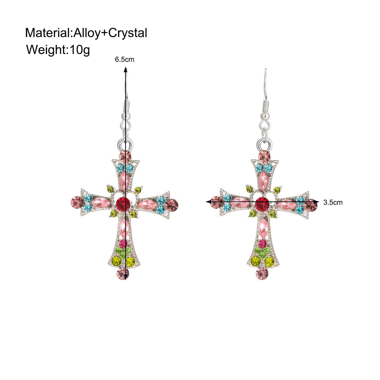 Elegant Cross Alloy Inlay Zircon Women's Earrings Necklace