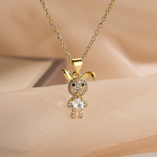 Cute Simple Style Commute Animal Copper Plating Inlay Zircon 18k Gold Plated Pendant Necklace