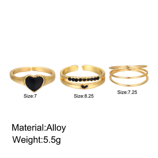 Simple Style Heart Shape Alloy Enamel Women's Open Rings
