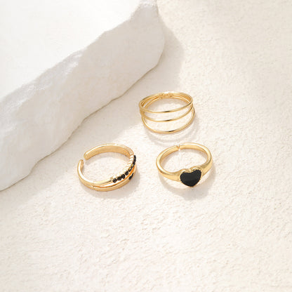 Simple Style Heart Shape Alloy Enamel Women's Open Rings