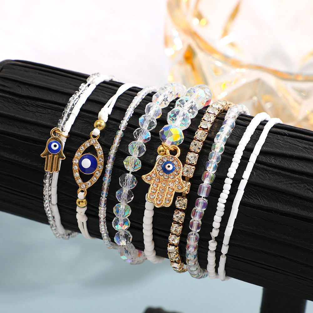 Modern Style Devil's Eye Turquoise Inlay Artificial Gemstones Women's Bracelets