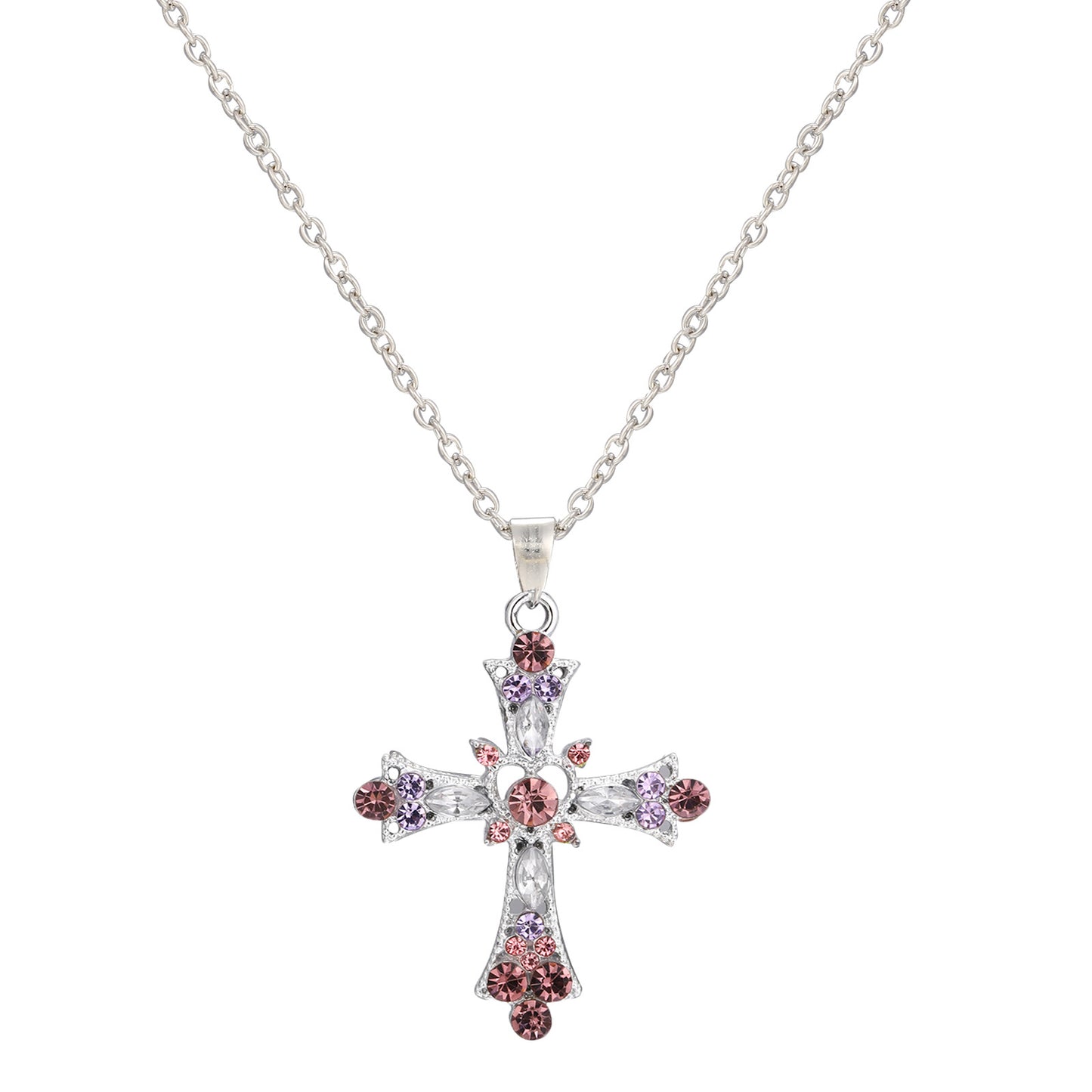 Sweet Cross Alloy Inlay Artificial Gemstones Women's Earrings Necklace