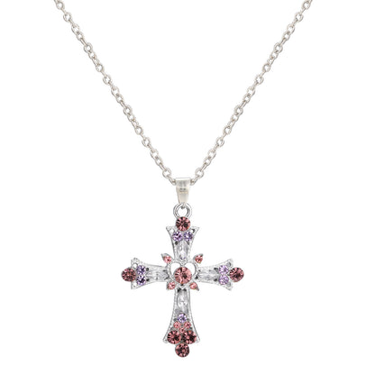 Sweet Cross Alloy Inlay Artificial Gemstones Women's Earrings Necklace