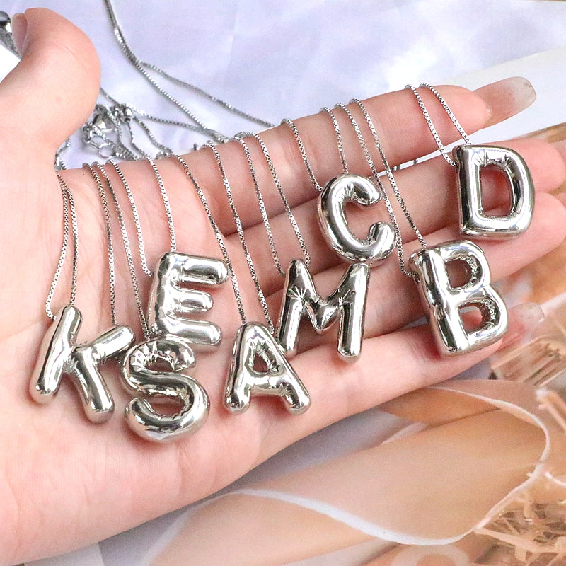 Simple Style Classic Style Letter Copper Silver Plated Pendant Necklace In Bulk