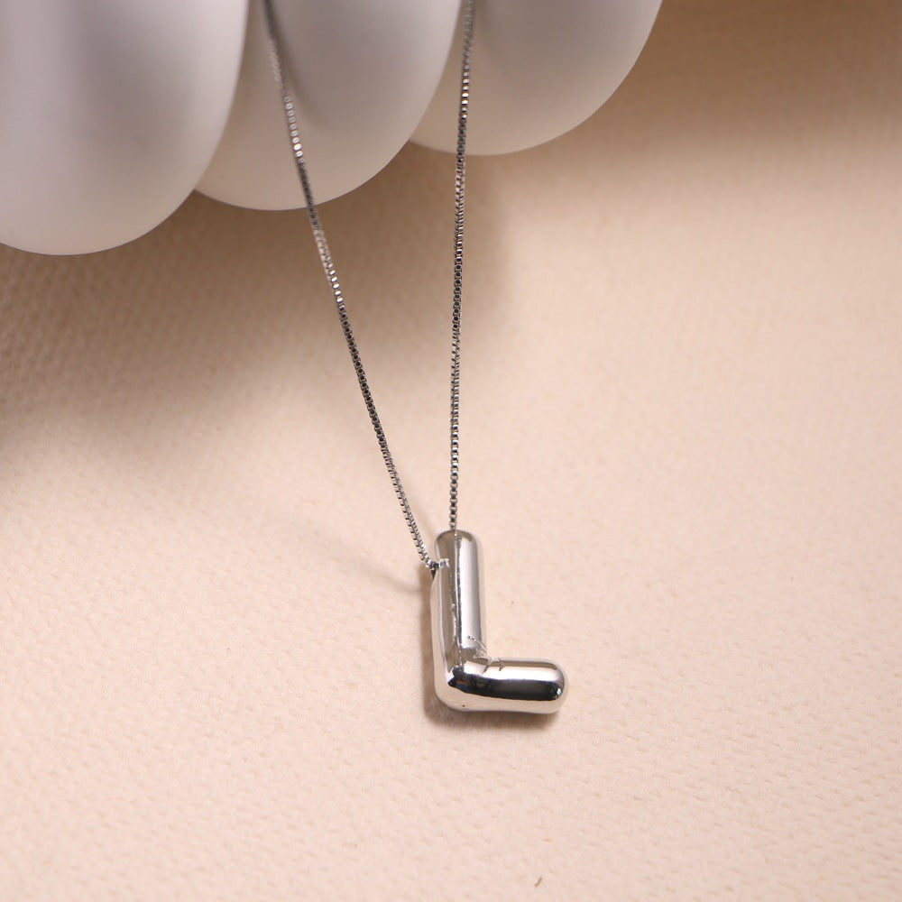 Simple Style Classic Style Letter Copper Silver Plated Pendant Necklace In Bulk