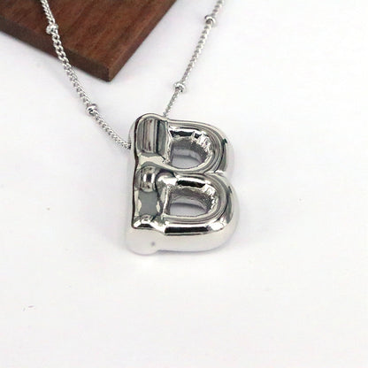 Hip-Hop Simple Style Classic Style Letter Copper Silver Plated Pendant Necklace In Bulk