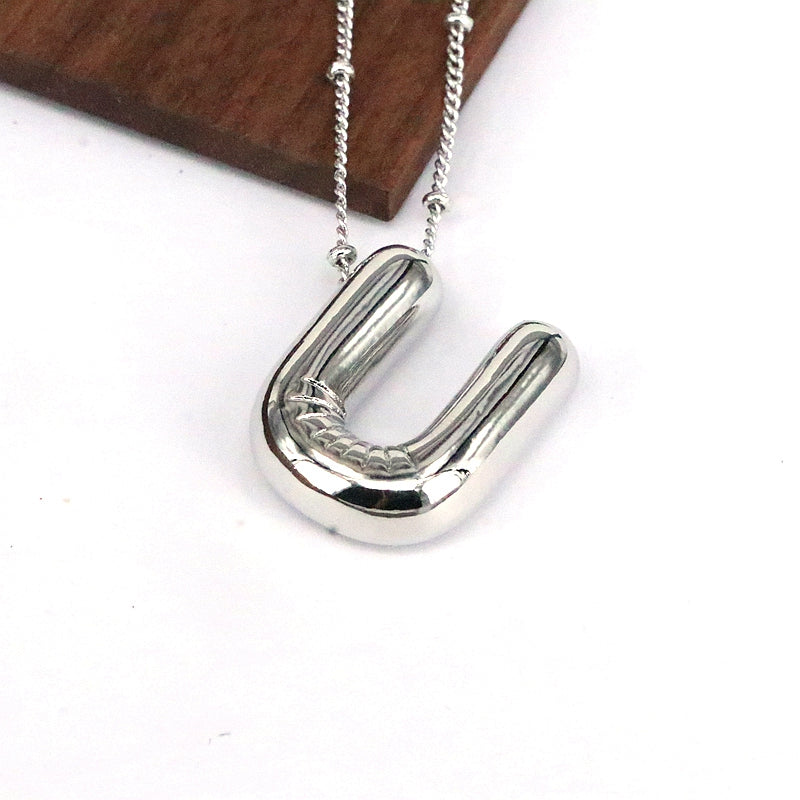 Hip-Hop Simple Style Classic Style Letter Copper Silver Plated Pendant Necklace In Bulk