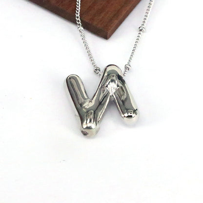 Hip-Hop Simple Style Classic Style Letter Copper Silver Plated Pendant Necklace In Bulk