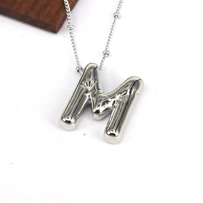 Hip-Hop Simple Style Classic Style Letter Copper Silver Plated Pendant Necklace In Bulk