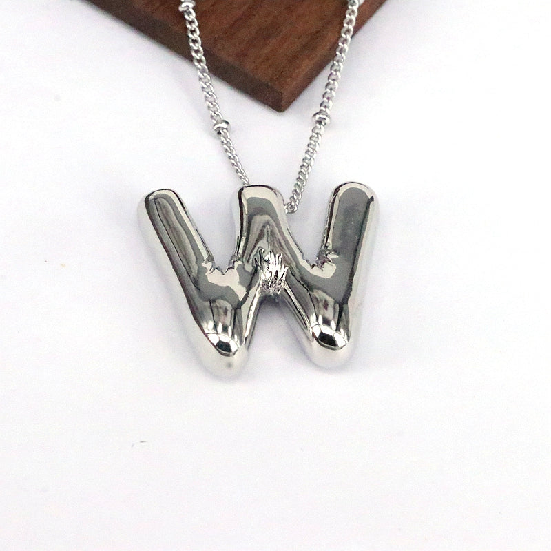 Hip-Hop Simple Style Classic Style Letter Copper Silver Plated Pendant Necklace In Bulk