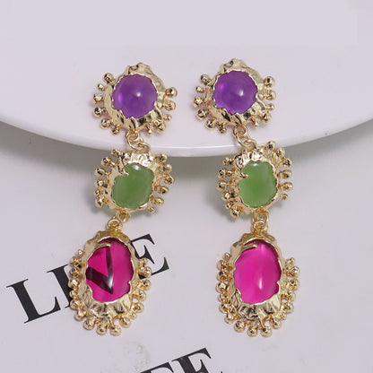 1 Piece Simple Style Irregular Plating Inlay Alloy Resin Silver Plated Drop Earrings