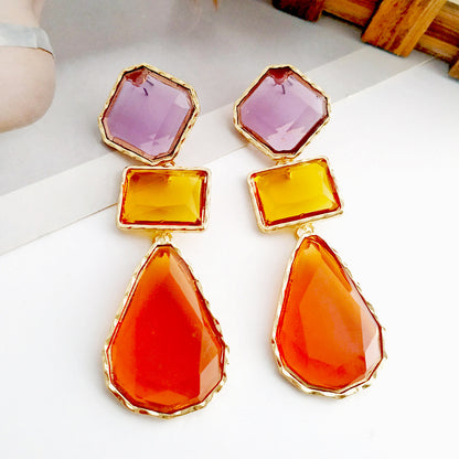 1 Piece Simple Style Irregular Plating Inlay Alloy Resin Silver Plated Drop Earrings