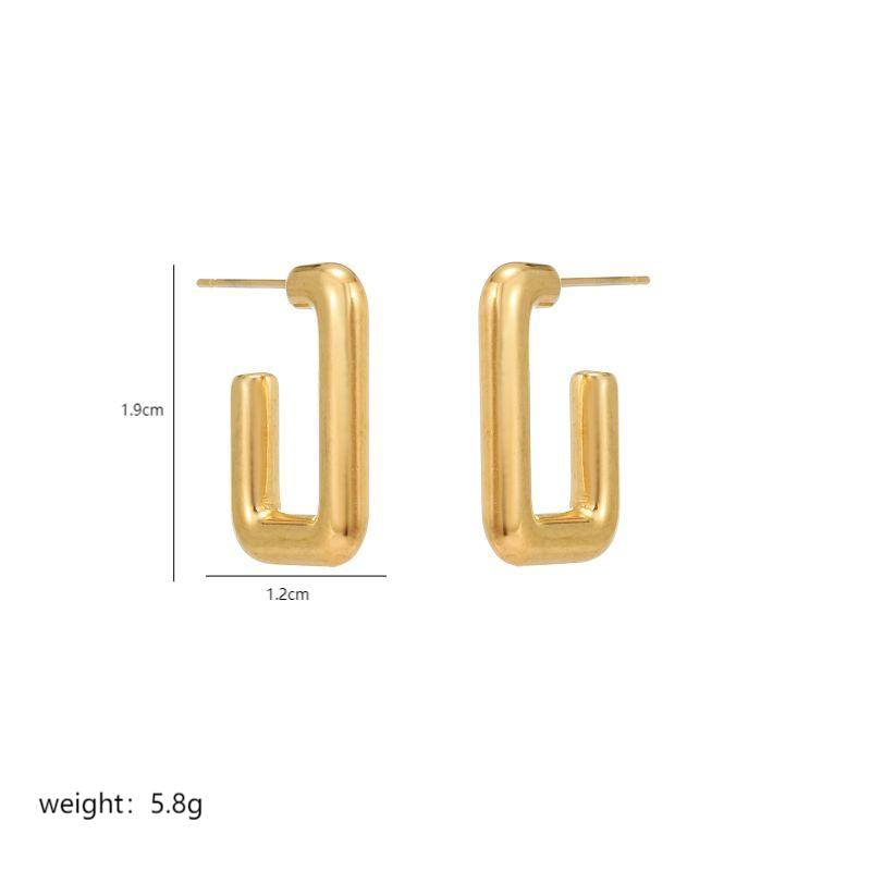 1 Pair Elegant Nordic Style Simple Style Solid Color Polishing Plating Stainless Steel 18K Gold Plated Ear Studs