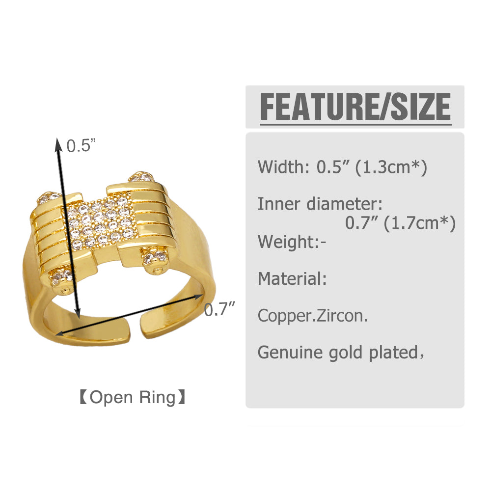 Simple Style Solid Color Copper Plating Inlay Zircon 18k Gold Plated Rings