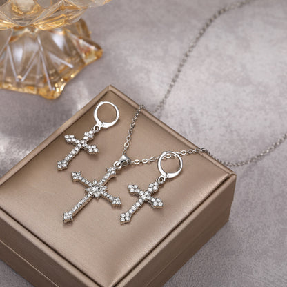 Ig Style Shiny Cross Alloy Inlay Rhinestones Women's Jewelry Set