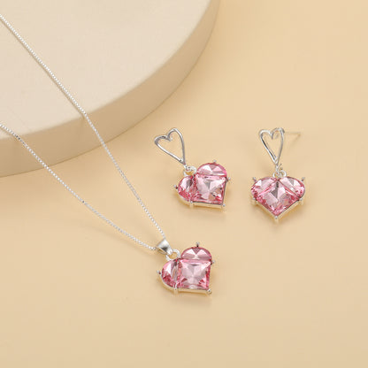 Ig Style Shiny Cross Heart Shape Alloy Plating Inlay Rhinestones Women's Jewelry Set