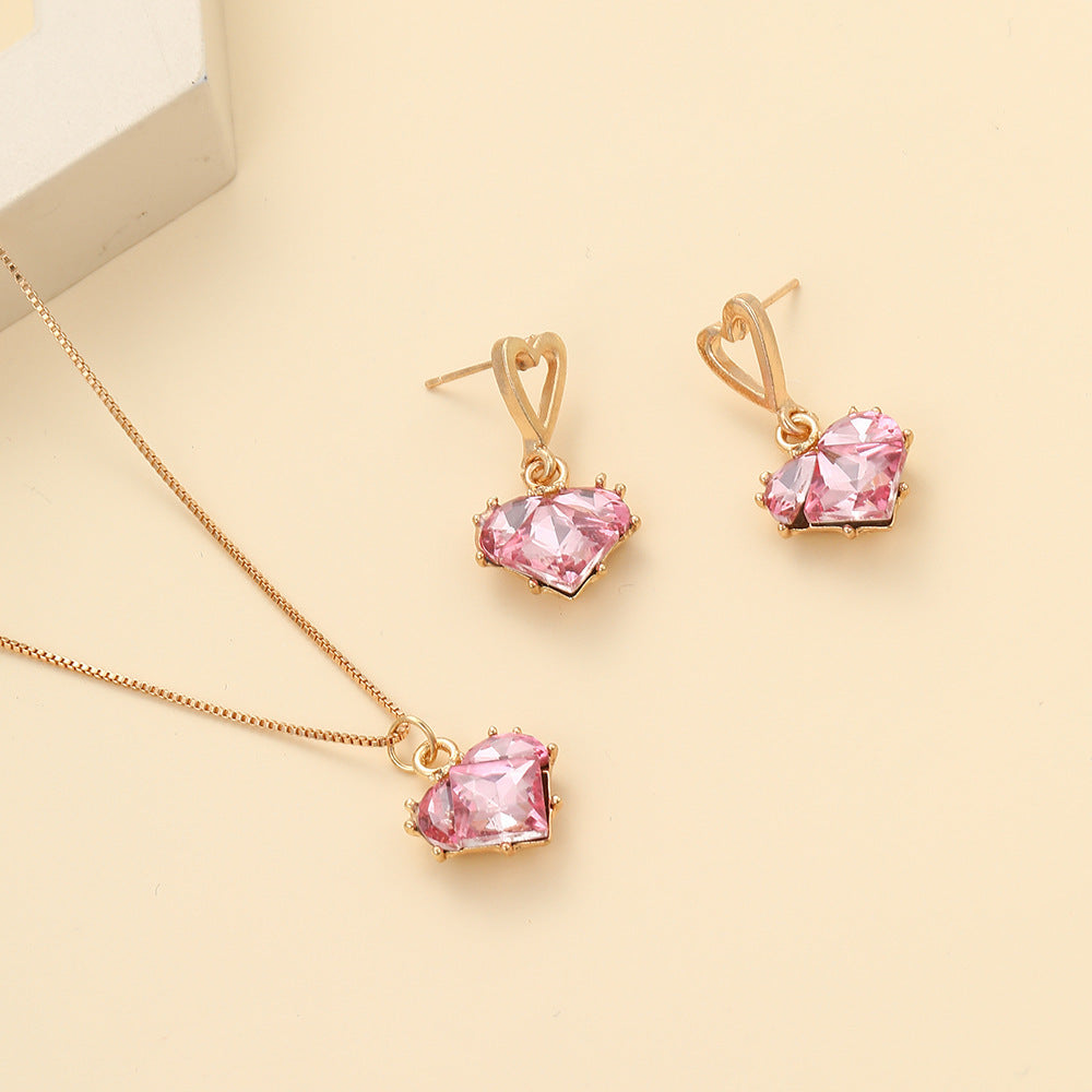 Ig Style Shiny Cross Heart Shape Alloy Plating Inlay Rhinestones Women's Jewelry Set