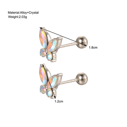 1 Pair Simple Style Shiny Round Star Heart Shape Stoving Varnish Inlay Stainless Steel Zircon Ear Studs