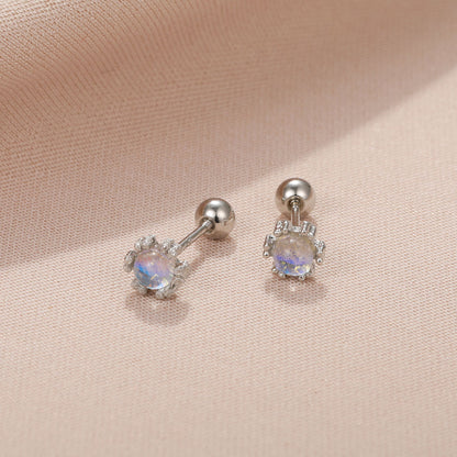 1 Pair Simple Style Shiny Round Star Heart Shape Stoving Varnish Inlay Stainless Steel Zircon Ear Studs