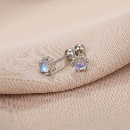 1 Pair Simple Style Shiny Round Star Heart Shape Stoving Varnish Inlay Stainless Steel Zircon Ear Studs