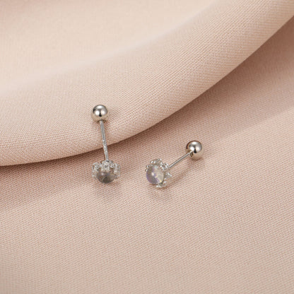 1 Pair Simple Style Shiny Round Star Heart Shape Stoving Varnish Inlay Stainless Steel Zircon Ear Studs