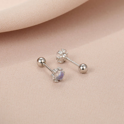 1 Pair Simple Style Shiny Round Star Heart Shape Stoving Varnish Inlay Stainless Steel Zircon Ear Studs