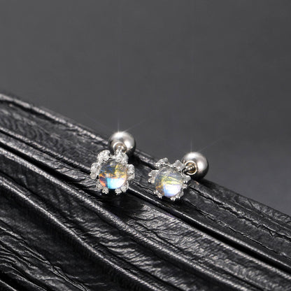 1 Pair Simple Style Shiny Round Star Heart Shape Stoving Varnish Inlay Stainless Steel Zircon Ear Studs