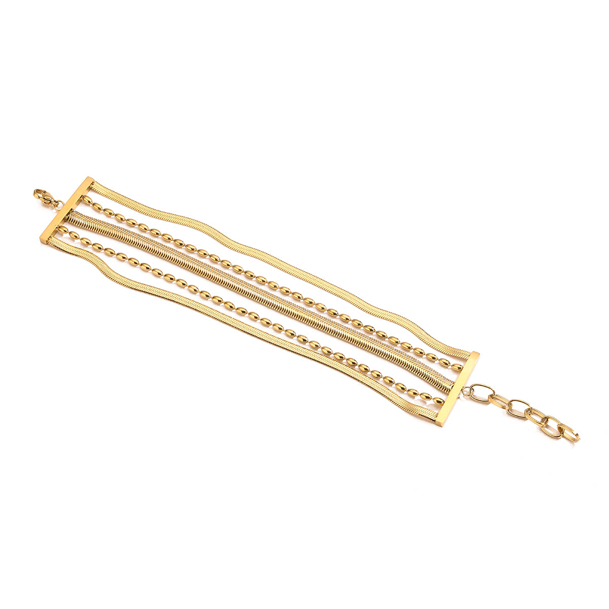 Vintage Style Exaggerated Simple Style Solid Color 304 Stainless Steel 18K Gold Plated Bracelets In Bulk