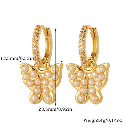 1 Pair Streetwear Animal Heart Shape Plating Inlay Copper Zircon Drop Earrings Ear Studs