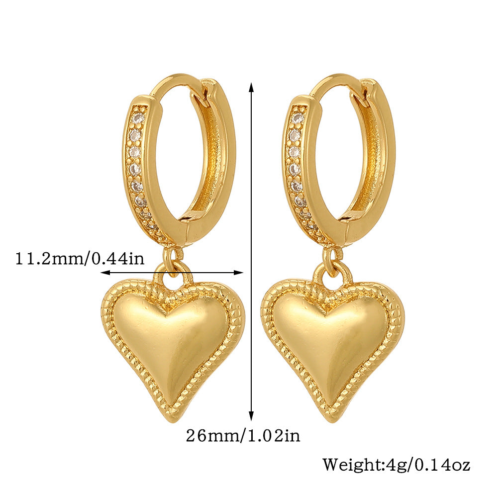 1 Pair Streetwear Animal Heart Shape Plating Inlay Copper Zircon Drop Earrings Ear Studs