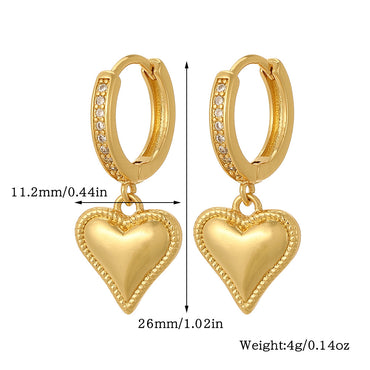 1 Pair Streetwear Animal Heart Shape Plating Inlay Copper Zircon Drop Earrings Ear Studs