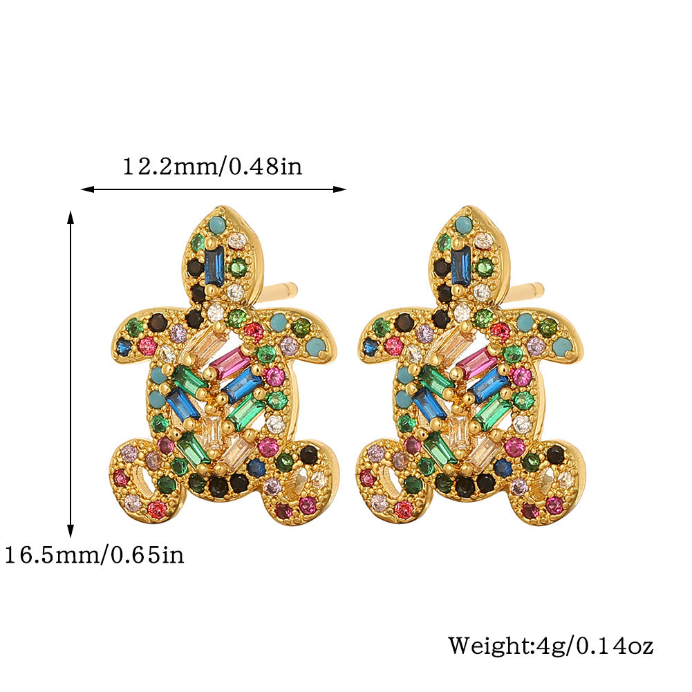 1 Pair Streetwear Animal Heart Shape Plating Inlay Copper Zircon Drop Earrings Ear Studs