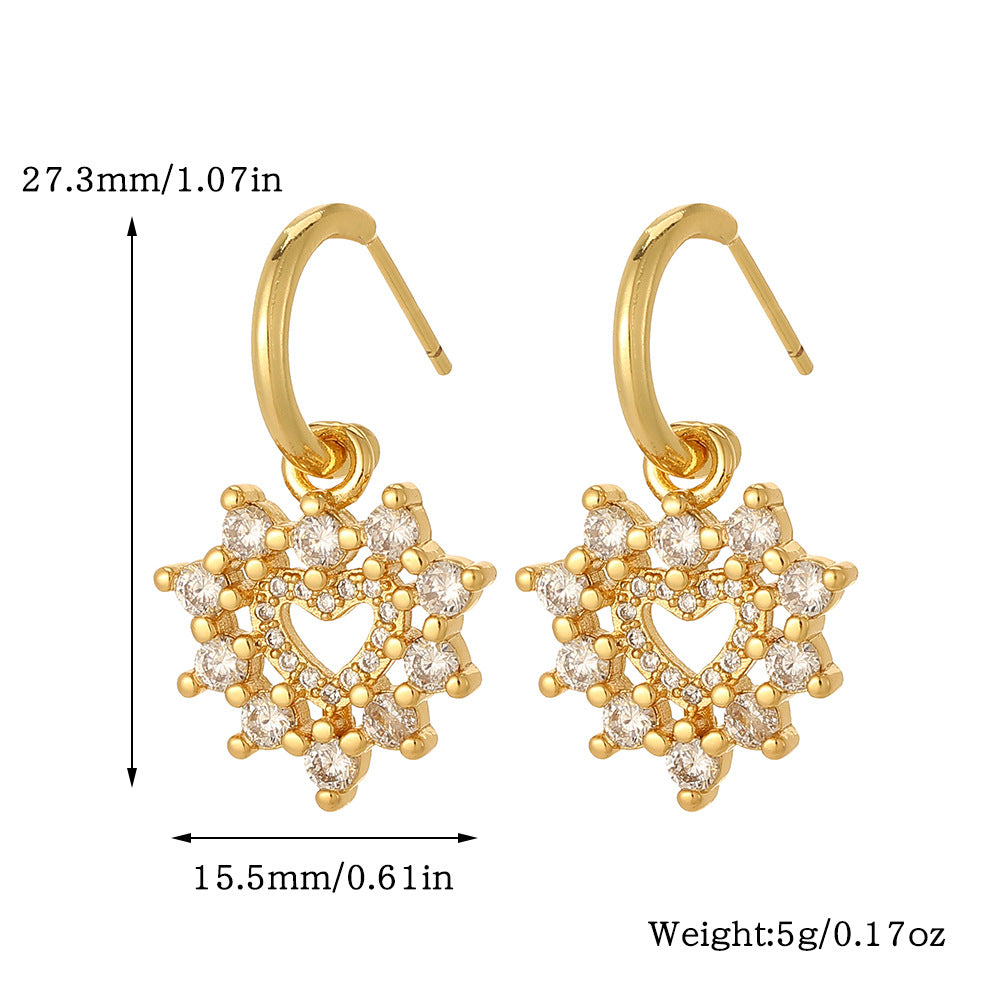 1 Pair Streetwear Animal Heart Shape Plating Inlay Copper Zircon Drop Earrings Ear Studs